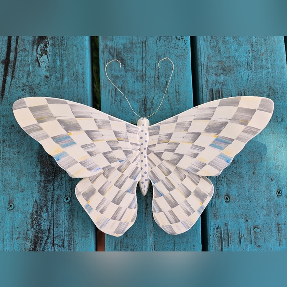 MacKenzie-Childs Other - Mackenzie Childs Sterling Check Butterfly Wall Decor